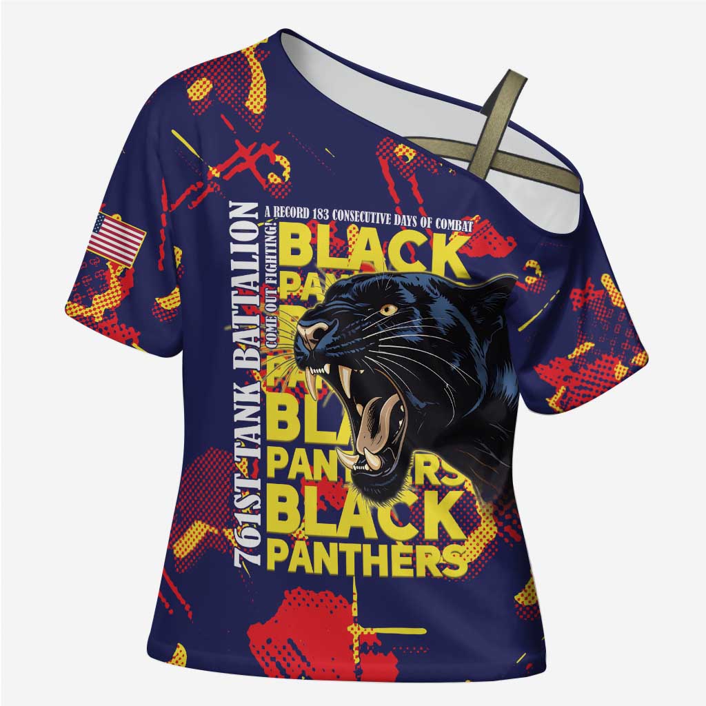 761st Tank Battalion Black Panthers Cross Shoulder Shirt Legendary African American WWII - African Pride