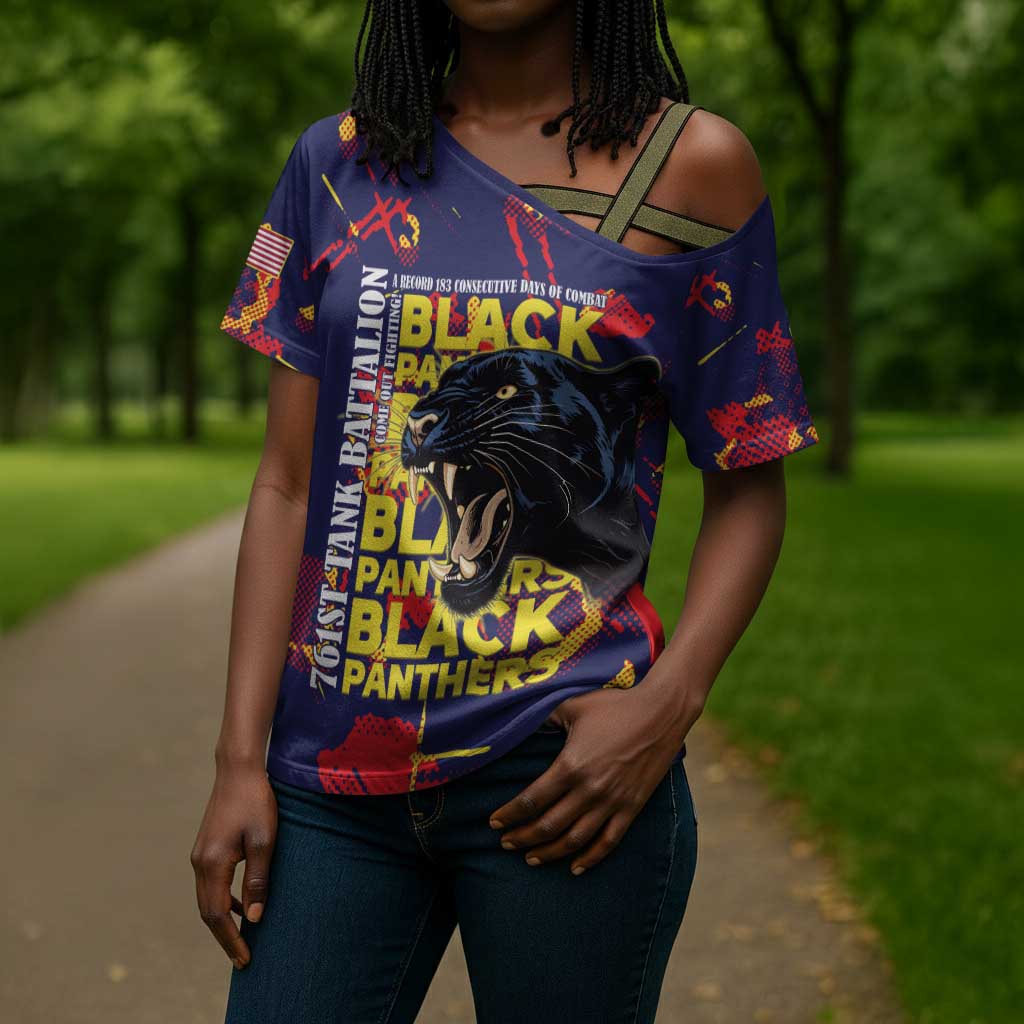 761st Tank Battalion Black Panthers Cross Shoulder Shirt Legendary African American WWII - African Pride