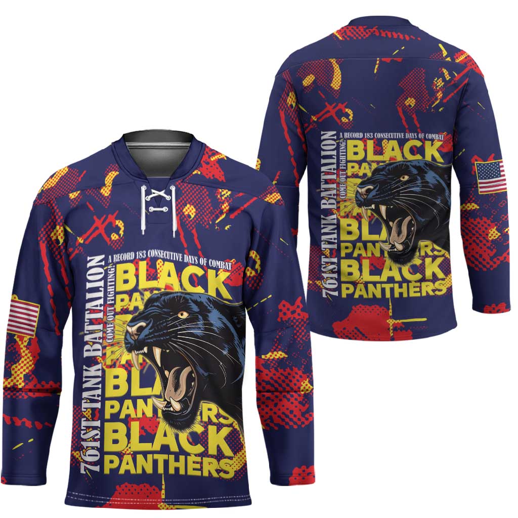 761st Tank Battalion Black Panthers Hockey Jersey Legendary African American WWII - African Pride