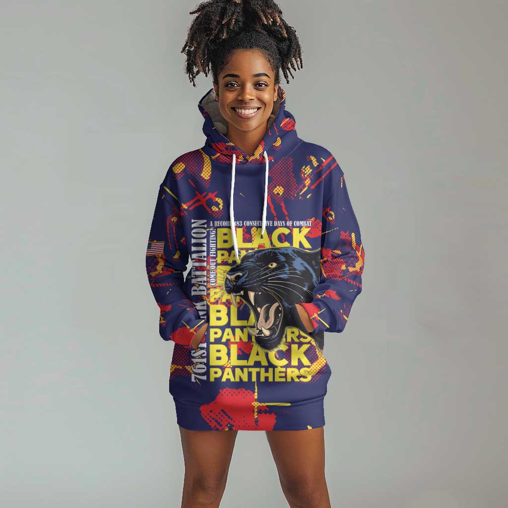 761st Tank Battalion Black Panthers Hoodie Dress Legendary African American WWII - African Pride