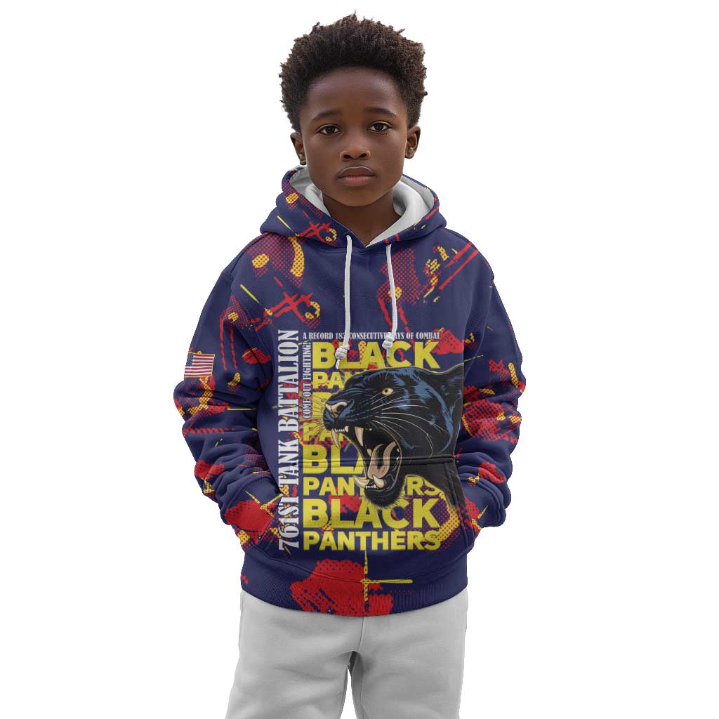761st Tank Battalion Black Panthers Kid Hoodie Legendary African American WWII - African Pride