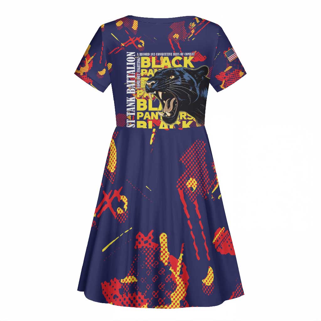 761st Tank Battalion Black Panthers Kid Short Sleeve Dress Legendary African American WWII - African Pride