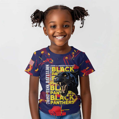 761st Tank Battalion Black Panthers Kid T shirt Legendary African American WWII - African Pride