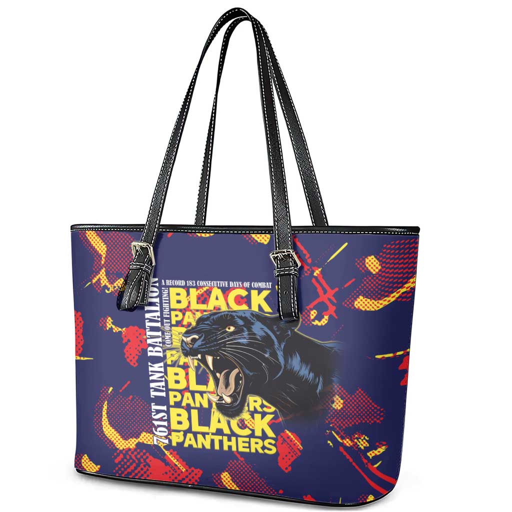 761st Tank Battalion Black Panthers Leather Tote Bag Legendary African American WWII - African Pride