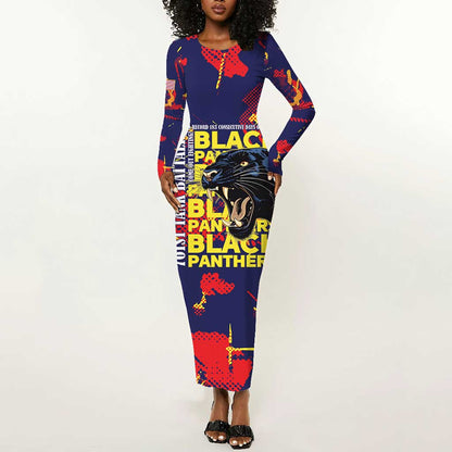 761st Tank Battalion Black Panthers Long Sleeve Bodycon Dress Legendary African American WWII - African Pride