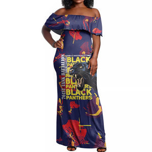 761st Tank Battalion Black Panthers Off Shoulder Maxi Dress Legendary African American WWII - African Pride