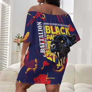 761st Tank Battalion Black Panthers Off Shoulder Short Dress Legendary African American WWII - African Pride
