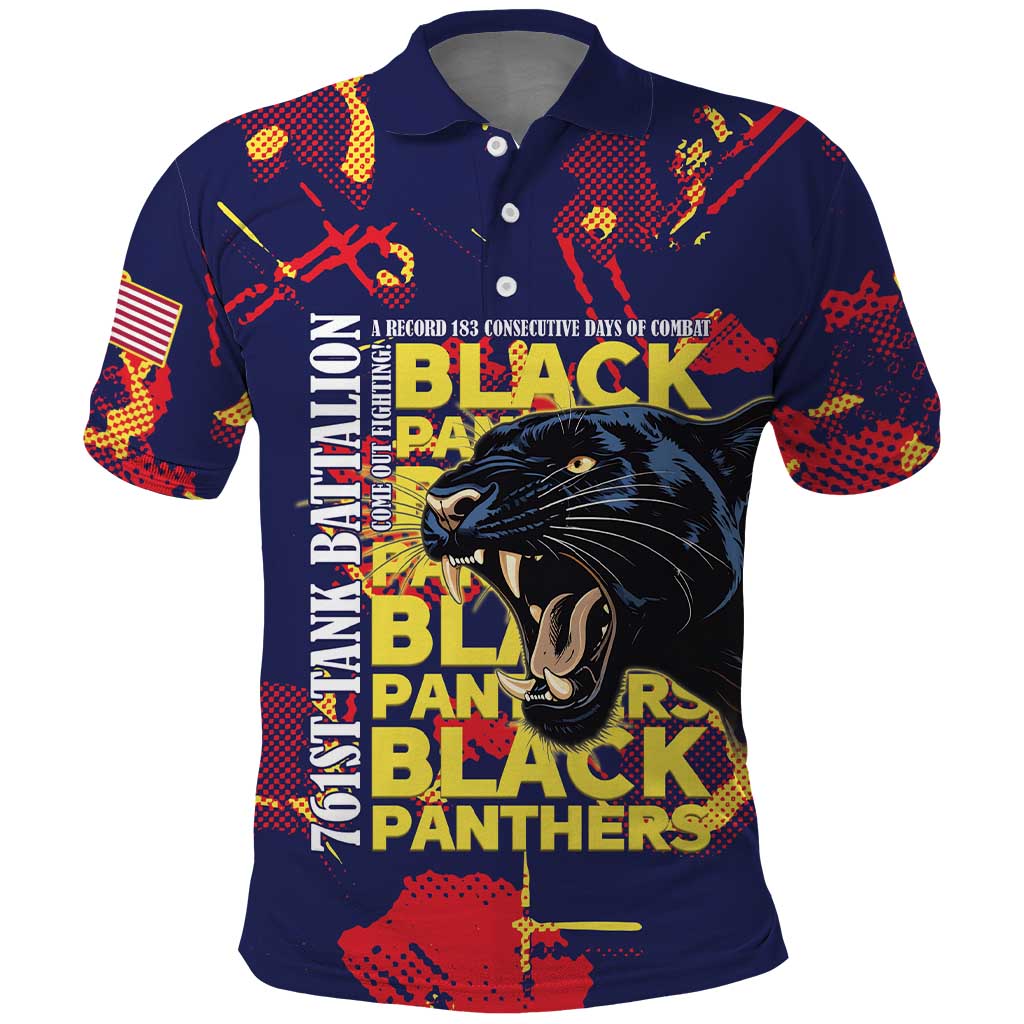 761st Tank Battalion Black Panthers Polo Shirt Legendary African American WWII - African Pride