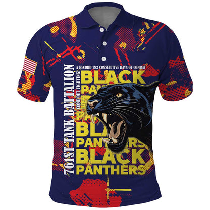 761st Tank Battalion Black Panthers Polo Shirt Legendary African American WWII - African Pride