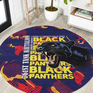 761st Tank Battalion Black Panthers Round Carpet Legendary African American WWII - African Pride