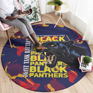 761st Tank Battalion Black Panthers Round Carpet Legendary African American WWII - African Pride