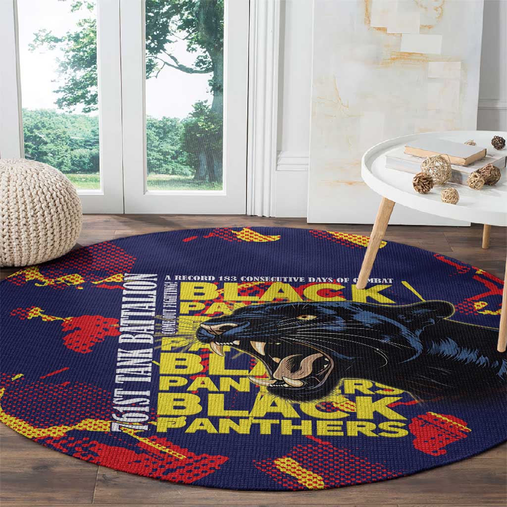 761st Tank Battalion Black Panthers Round Carpet Legendary African American WWII - African Pride