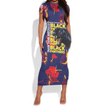 761st Tank Battalion Black Panthers Short Sleeve Bodycon Dress Legendary African American WWII - African Pride