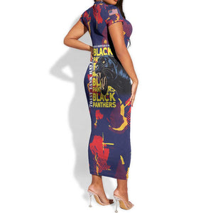 761st Tank Battalion Black Panthers Short Sleeve Bodycon Dress Legendary African American WWII - African Pride