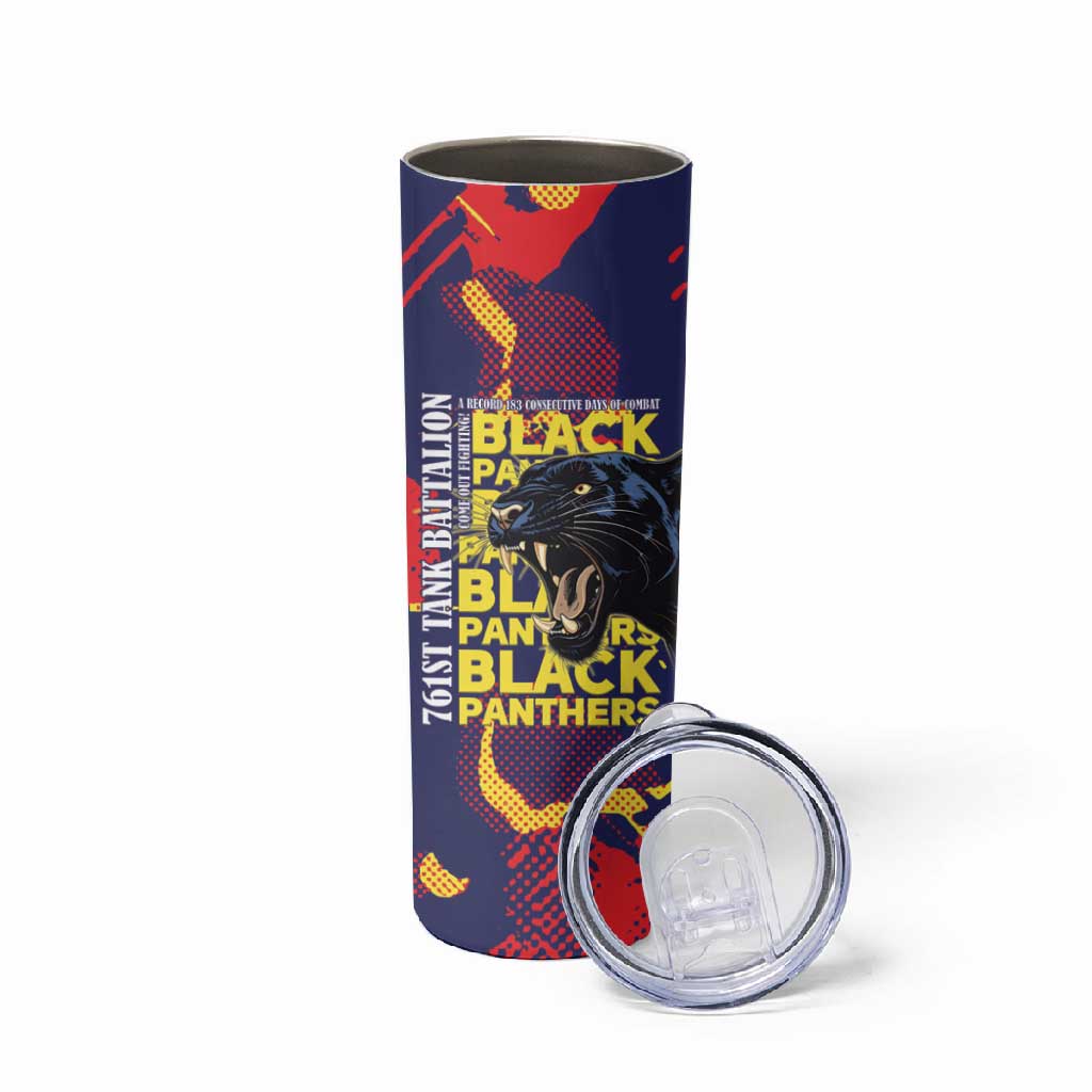 761st Tank Battalion Black Panthers Skinny Tumbler Legendary African American WWII - African Pride