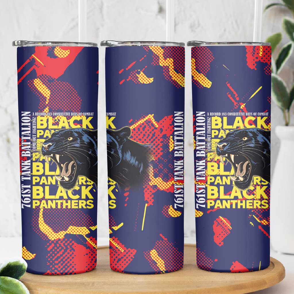 761st Tank Battalion Black Panthers Skinny Tumbler Legendary African American WWII - African Pride
