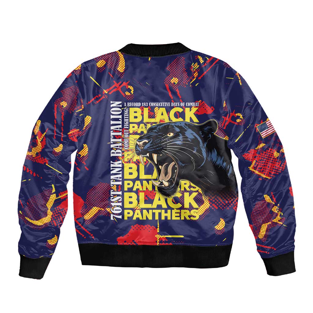761st Tank Battalion Black Panthers Sleeve Zip Bomber Jacket Legendary African American WWII - African Pride