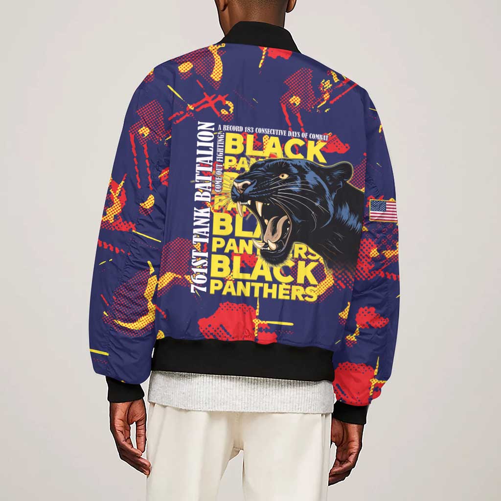 761st Tank Battalion Black Panthers Sleeve Zip Bomber Jacket Legendary African American WWII - African Pride