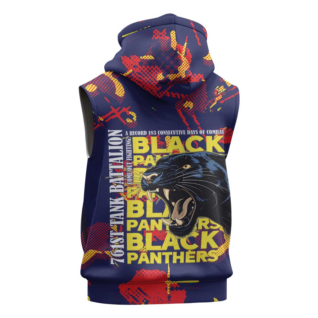 761st Tank Battalion Black Panthers Sleeveless Hoodie Legendary African American WWII - African Pride
