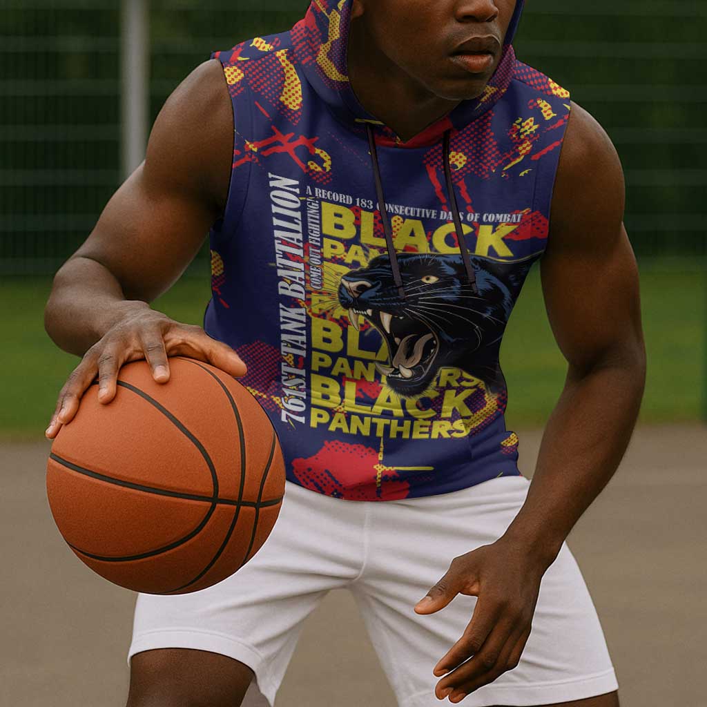 761st Tank Battalion Black Panthers Sleeveless Hoodie Legendary African American WWII - African Pride