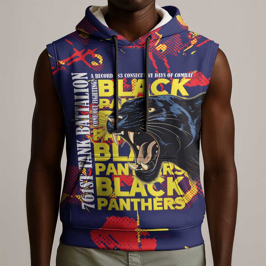 761st Tank Battalion Black Panthers Sleeveless Hoodie Legendary African American WWII - African Pride