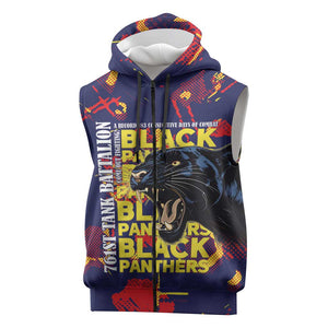 761st Tank Battalion Black Panthers Sleeveless Zip Hoodie Legendary African American WWII - African Pride