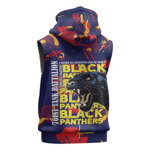 761st Tank Battalion Black Panthers Sleeveless Zip Hoodie Legendary African American WWII - African Pride