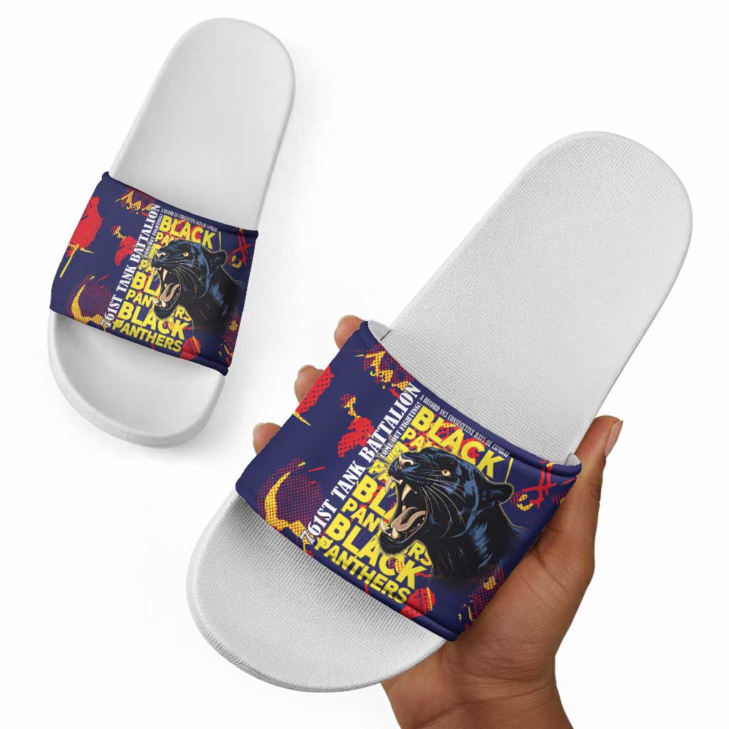 761st Tank Battalion Black Panthers Slide Sandals Legendary African American WWII - African Pride