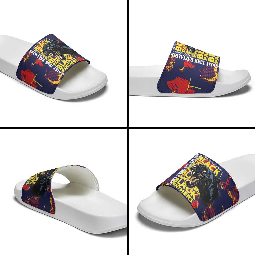 761st Tank Battalion Black Panthers Slide Sandals Legendary African American WWII - African Pride