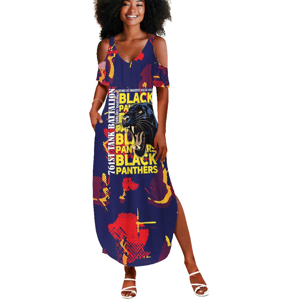 761st Tank Battalion Black Panthers Summer Maxi Dress Legendary African American WWII - African Pride