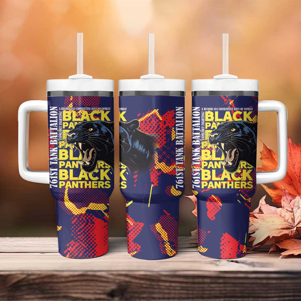 761st Tank Battalion Black Panthers Tumbler With Handle Legendary African American WWII - African Pride