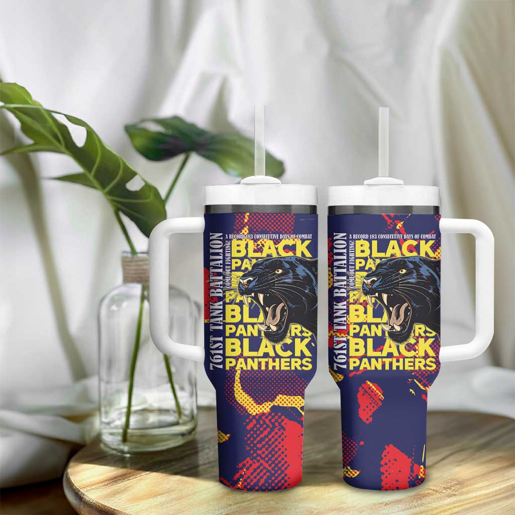 761st Tank Battalion Black Panthers Tumbler With Handle Legendary African American WWII - African Pride