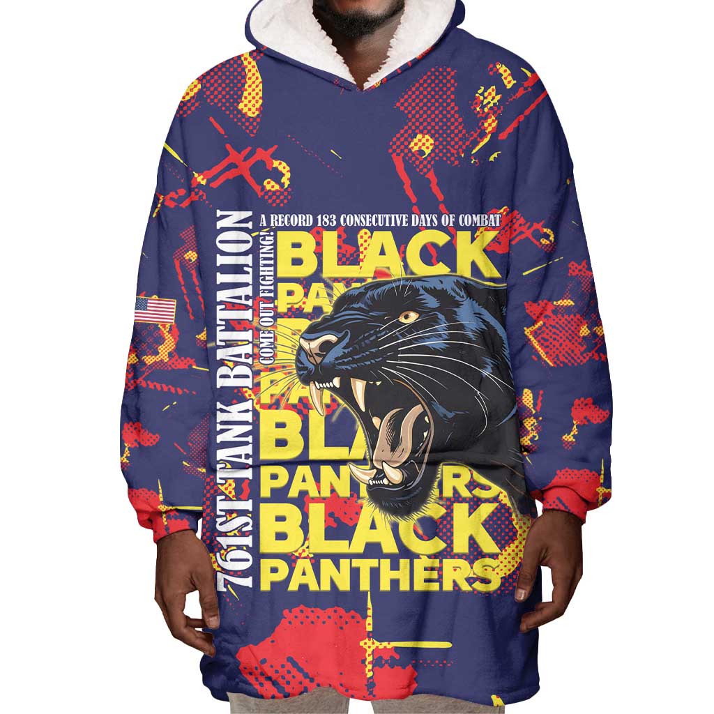 761st Tank Battalion Black Panthers Wearable Blanket Hoodie Legendary African American WWII - African Pride