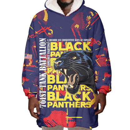 761st Tank Battalion Black Panthers Wearable Blanket Hoodie Legendary African American WWII - African Pride
