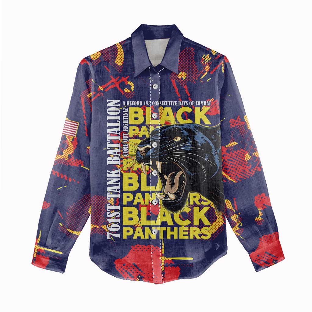 761st Tank Battalion Black Panthers Women Casual Shirt Legendary African American WWII - African Pride