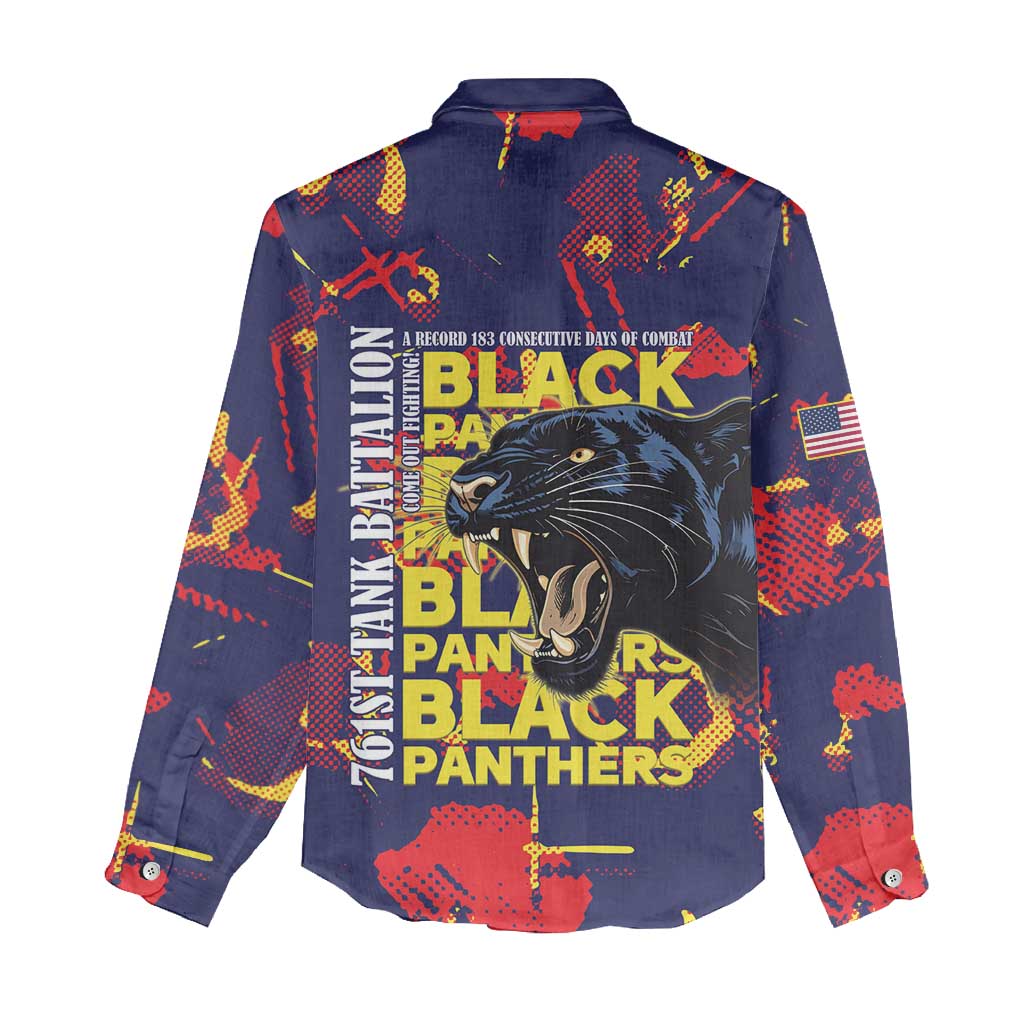 761st Tank Battalion Black Panthers Women Casual Shirt Legendary African American WWII - African Pride