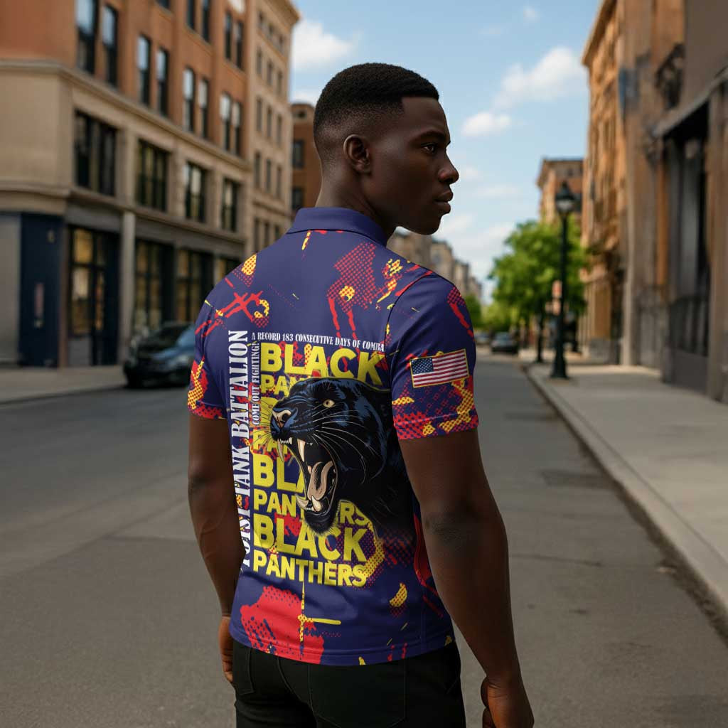 761st Tank Battalion Black Panthers Zipper Polo Shirt Legendary African American WWII - African Pride
