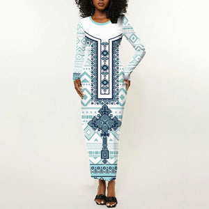 Eritrea Long Sleeve Bodycon Dress African Pattern - Habesha Style LT15
