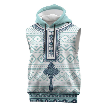 Eritrea Sleeveless Hoodie African Pattern - Habesha Style - African Pride