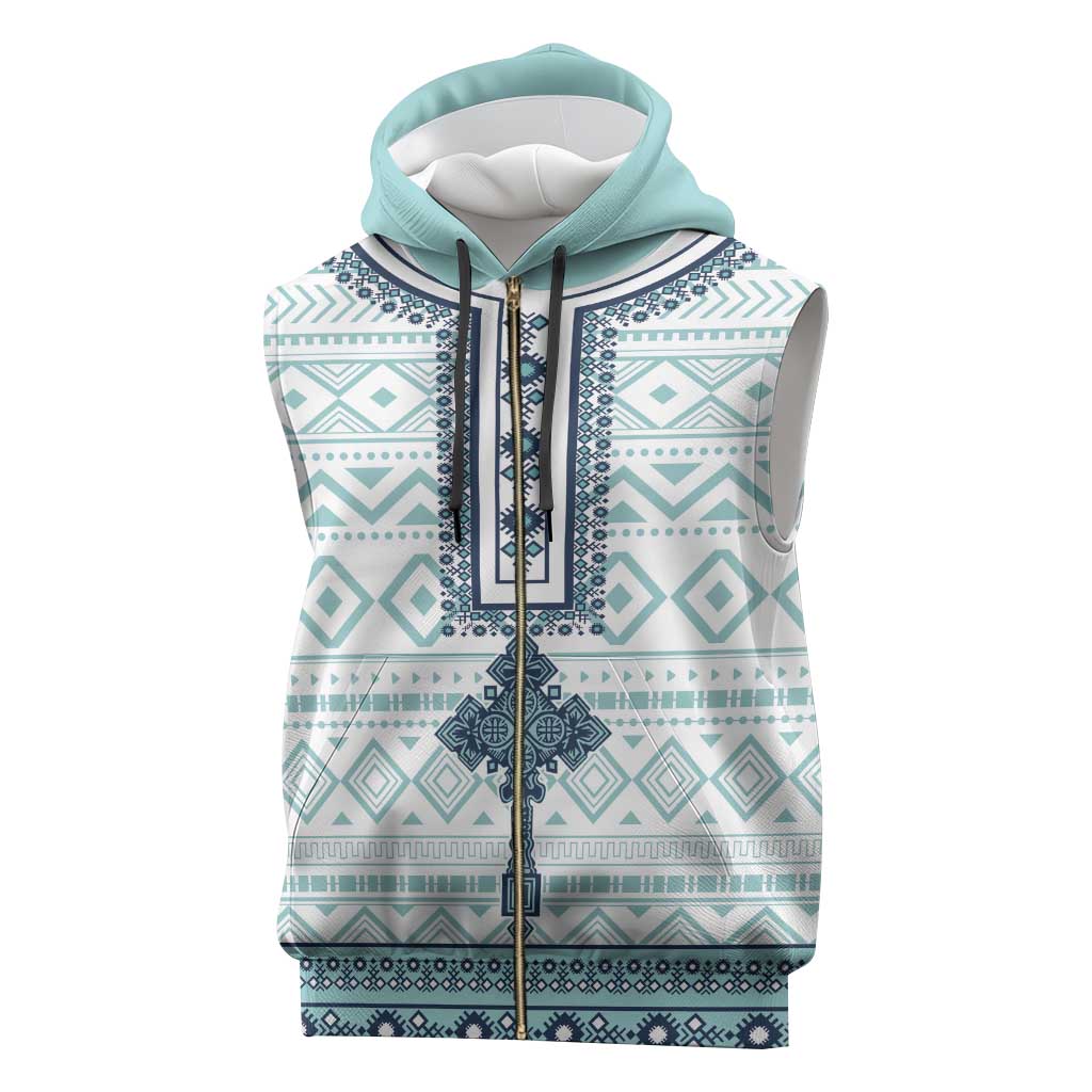 Eritrea Sleeveless Zip Hoodie African Pattern - Habesha Style - African Pride