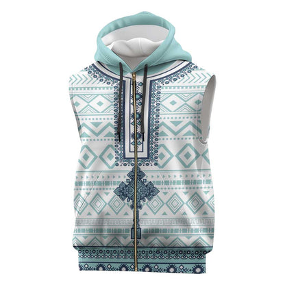 Eritrea Sleeveless Zip Hoodie African Pattern - Habesha Style - African Pride