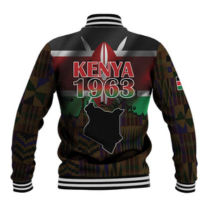 Kenya Jamhuri Day Baseball Jacket Coat Of Arms With Kente Pattern - African Pride