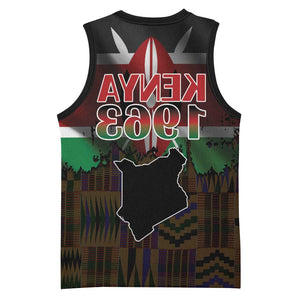 Kenya Jamhuri Day Basketball Jersey Coat Of Arms With Kente Pattern - African Pride