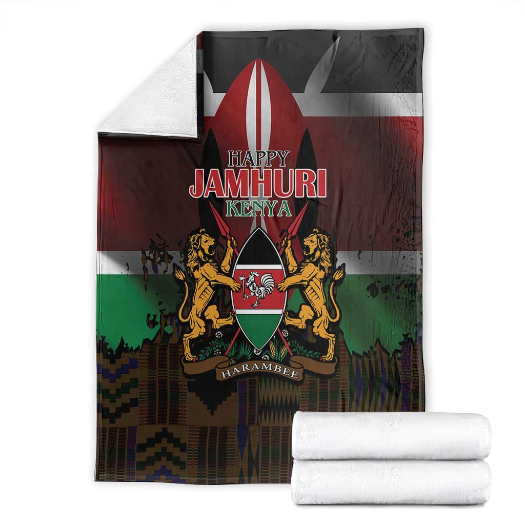 Kenya Jamhuri Day Blanket Coat Of Arms With Kente Pattern - African Pride