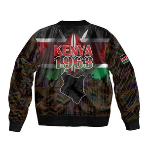 Kenya Jamhuri Day Bomber Jacket Coat Of Arms With Kente Pattern - African Pride