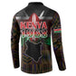 Happy Kenya Independence Day Button Sweatshirt Coat Of Arms With Kente Pattern
