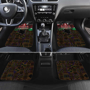 Kenya Jamhuri Day Car Mats Coat Of Arms With Kente Pattern - African Pride
