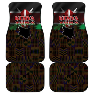 Kenya Jamhuri Day Car Mats Coat Of Arms With Kente Pattern - African Pride