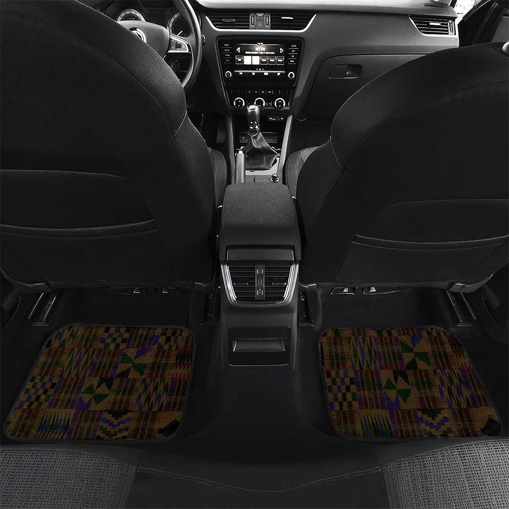 Kenya Jamhuri Day Car Mats Coat Of Arms With Kente Pattern - African Pride