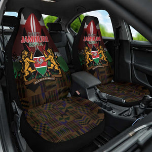 Kenya Jamhuri Day Car Seat Cover Coat Of Arms With Kente Pattern - African Pride